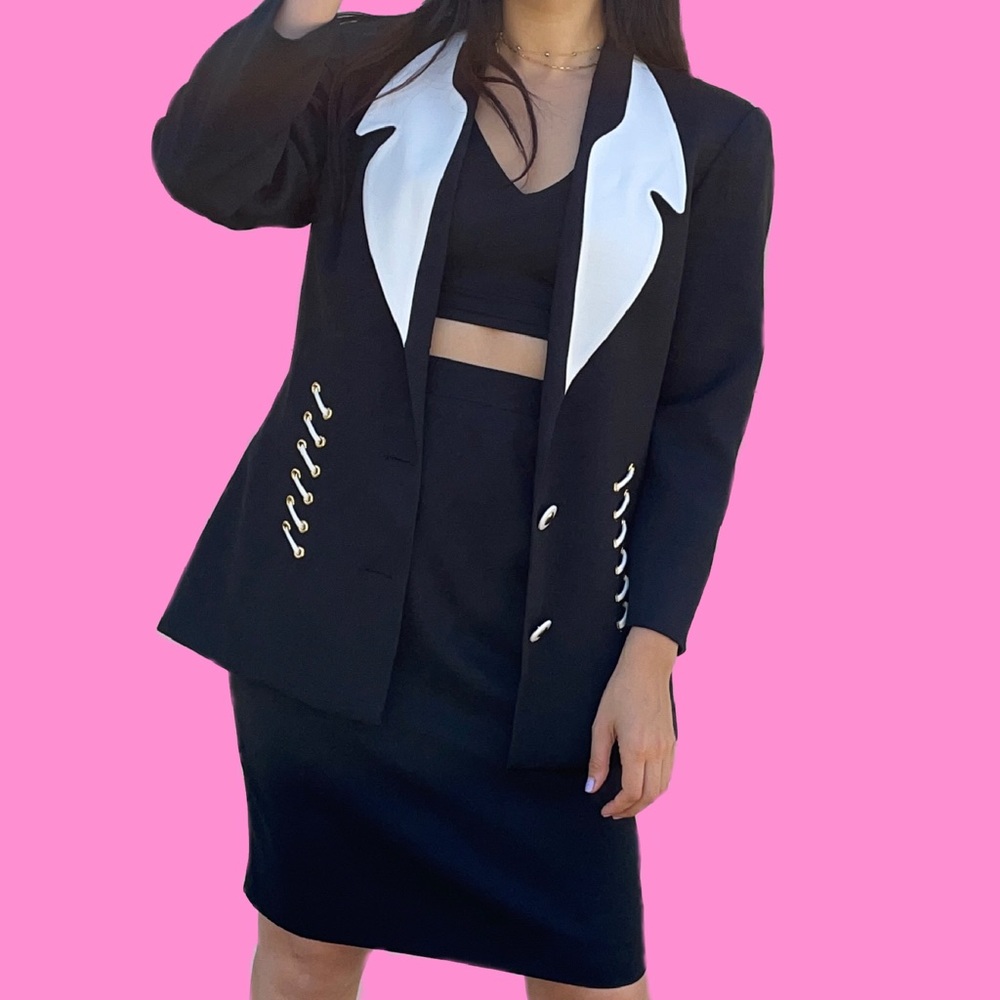 Vintage black and white suit